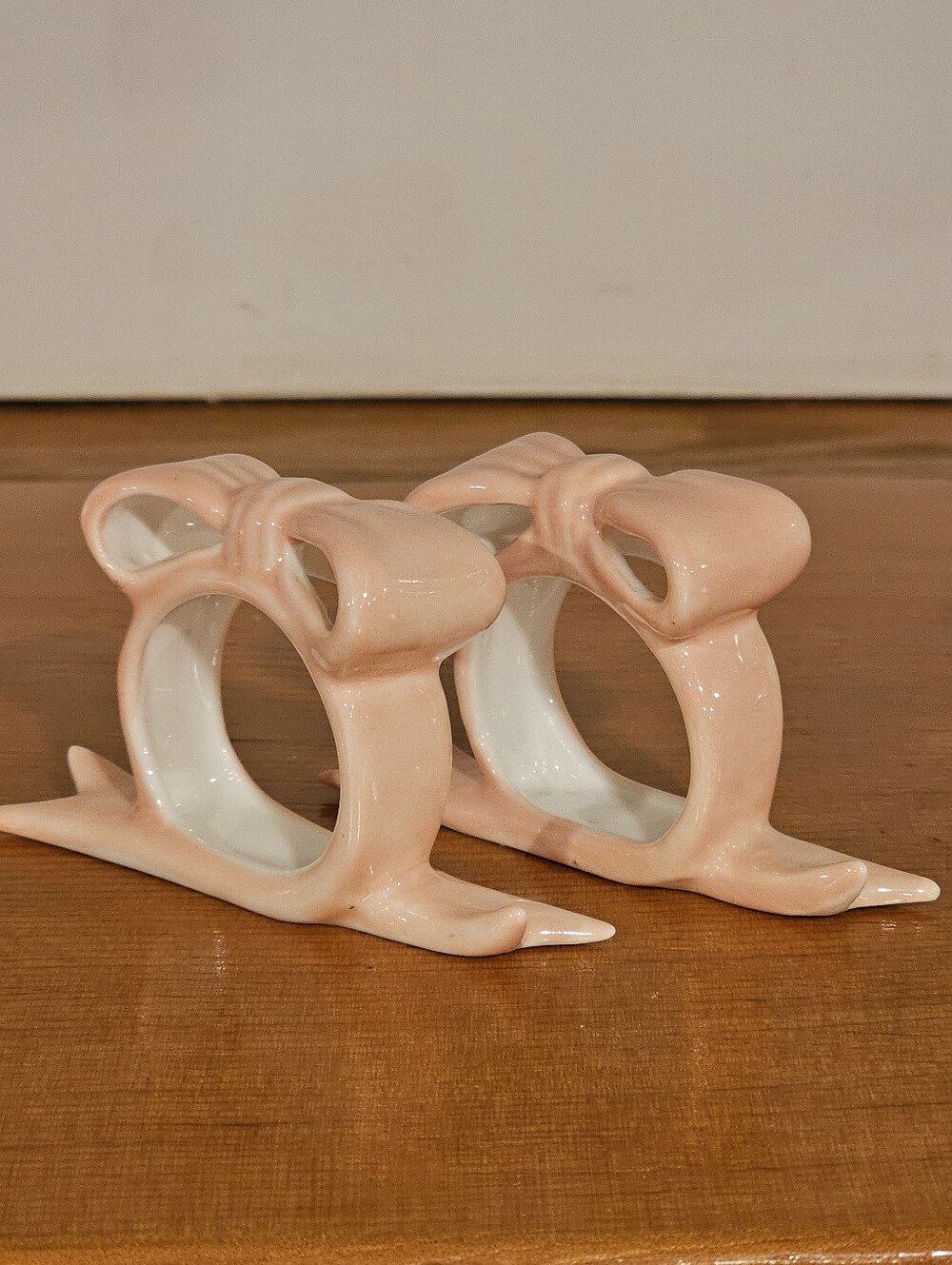 1980s Pink Bow Ceramic Napkin Holder Pair